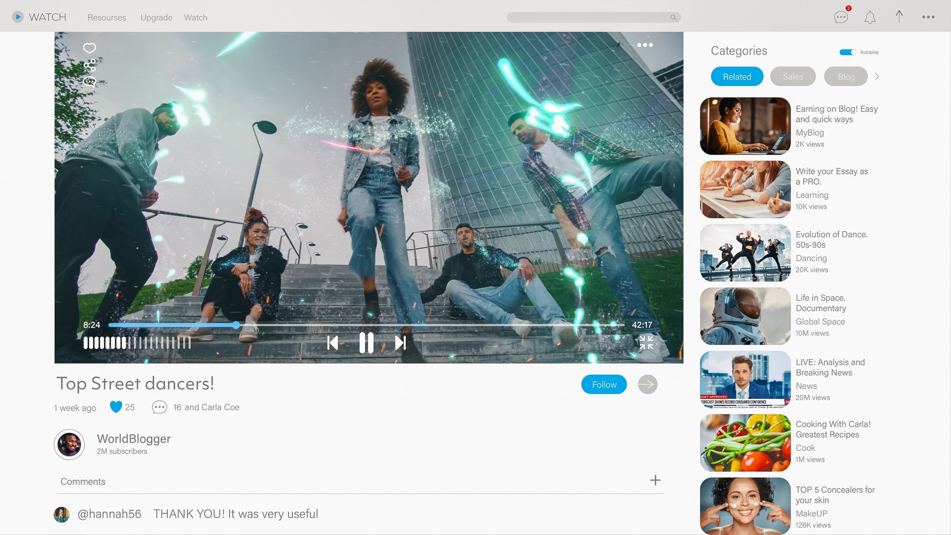 Social Media Video Sharing Platform User Interface on White Background. Computer Screen Replacement Template with Street Dance Performance with Diverse Dancers. Energetic Choreography is Shared Online
